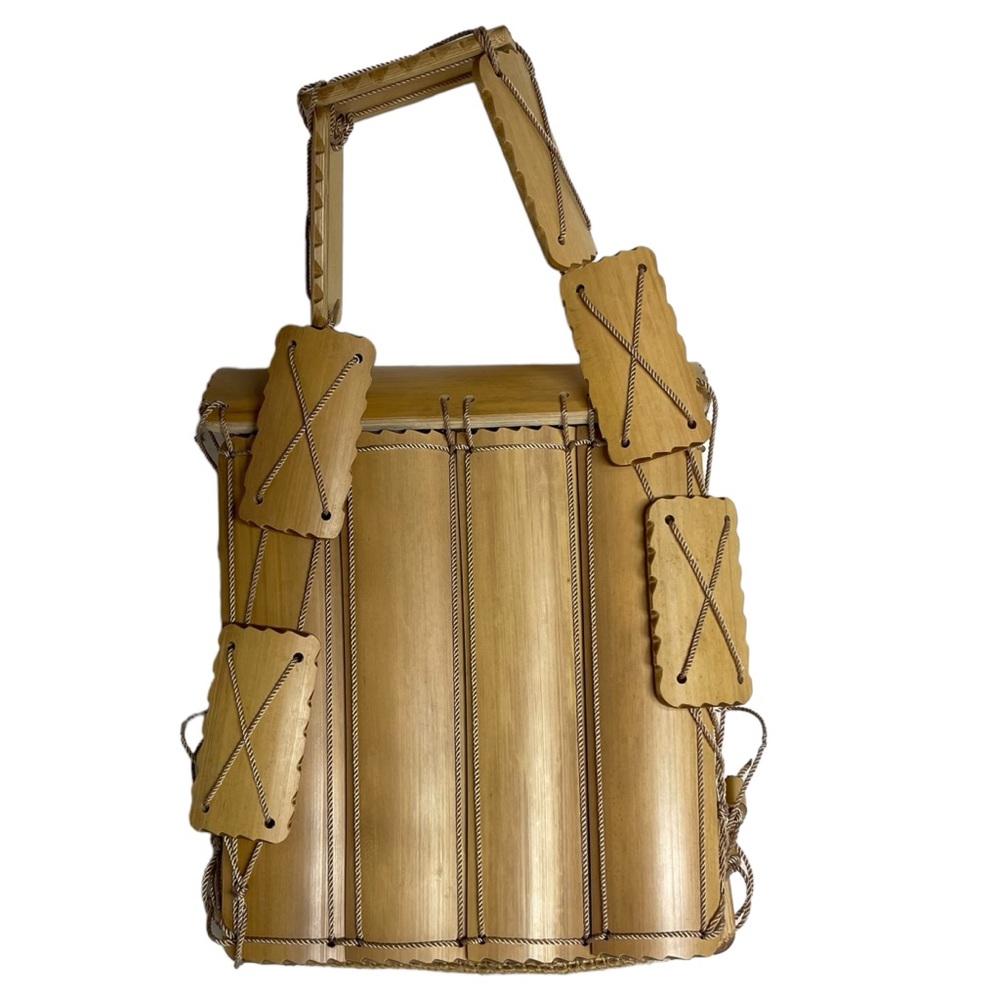 Vintage BAMBOO WOOD Handbag PURSE Clutch Handbag